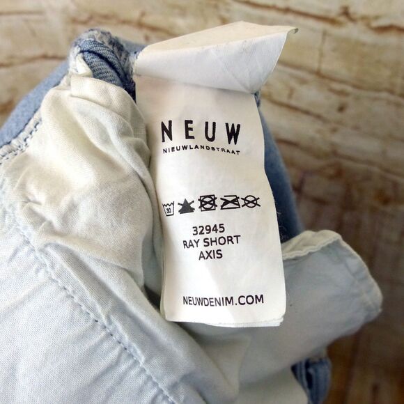 Neuw Ray Denim Shorts Mens 30 Light Blue Axis 30X8.5 Rolled Cuff Grunge Summer - Picture 14 of 15